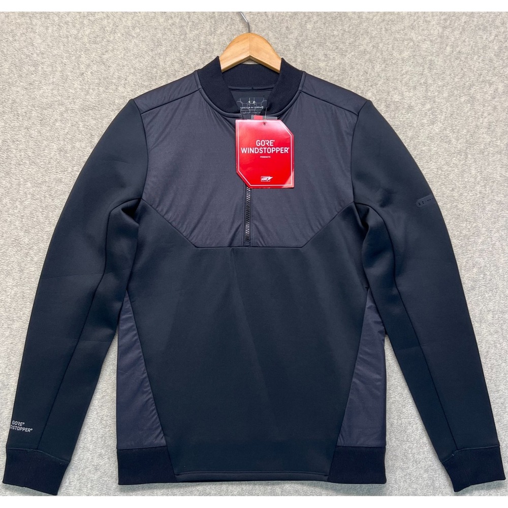 NWT Under Armour Mens Gore Windstopper 1/2 Zip Jacket Black Fitted 1317899-001 S